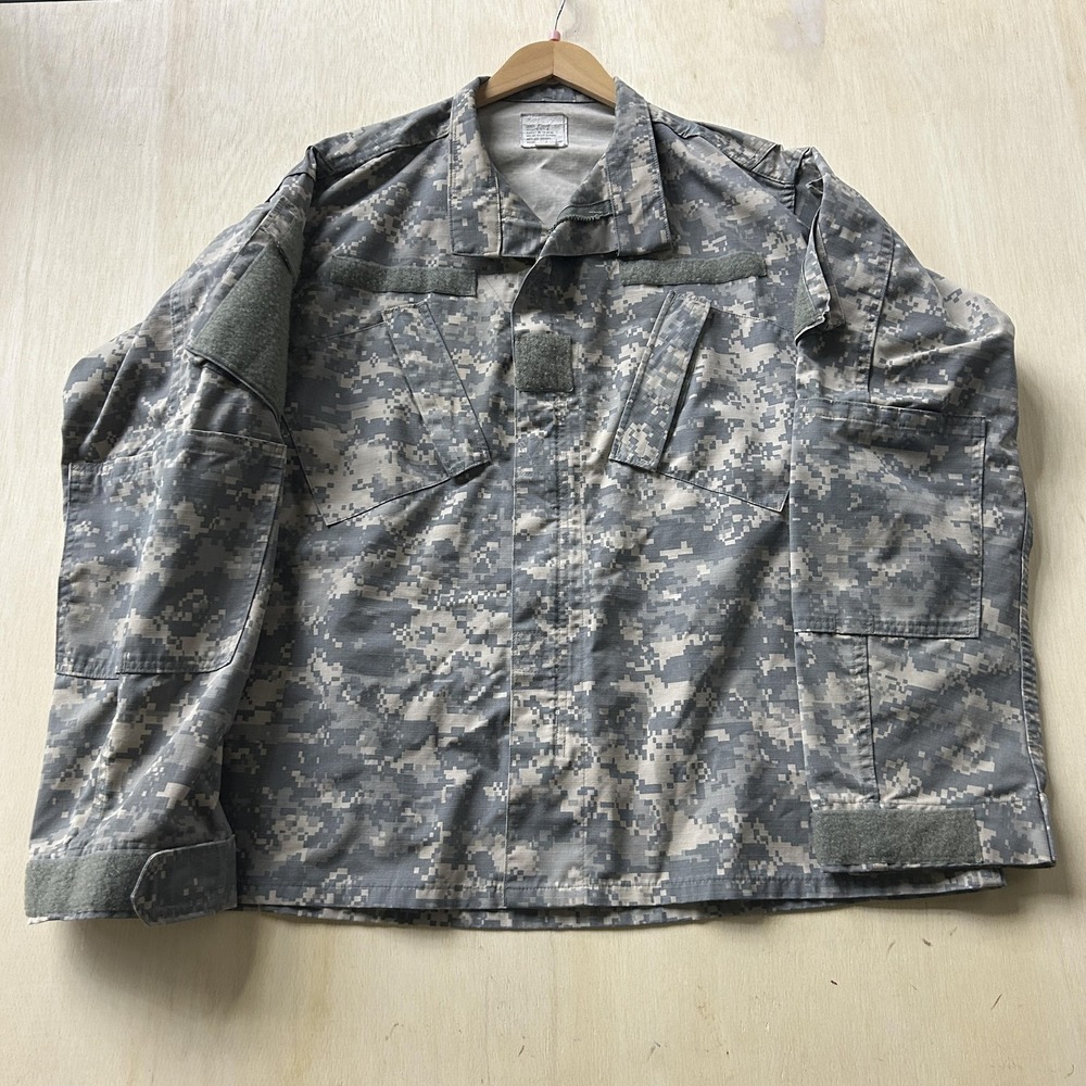Military Jacket Mens Large Gray Digital Camo Zip Front Army Outdoor Tactical
